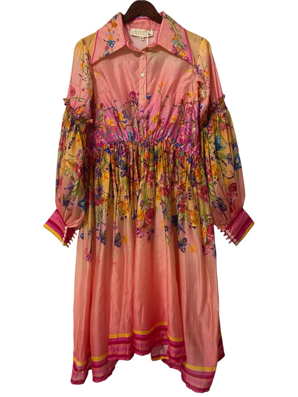 NWT La Fuori Silk Floral Dress Size L - Picture 8 of 11